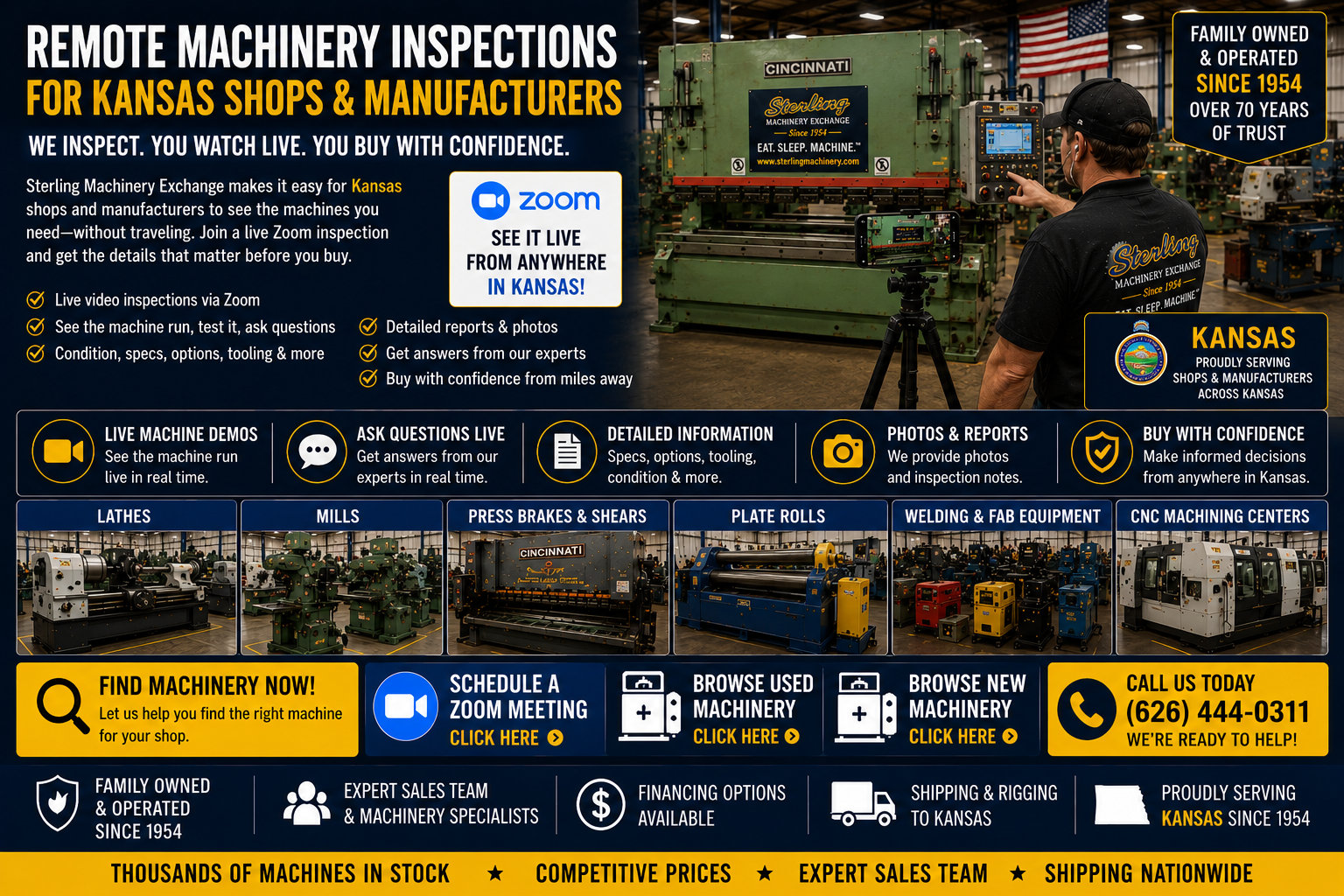 Remote machinery inspections for Kansas machine shops and manufacturers