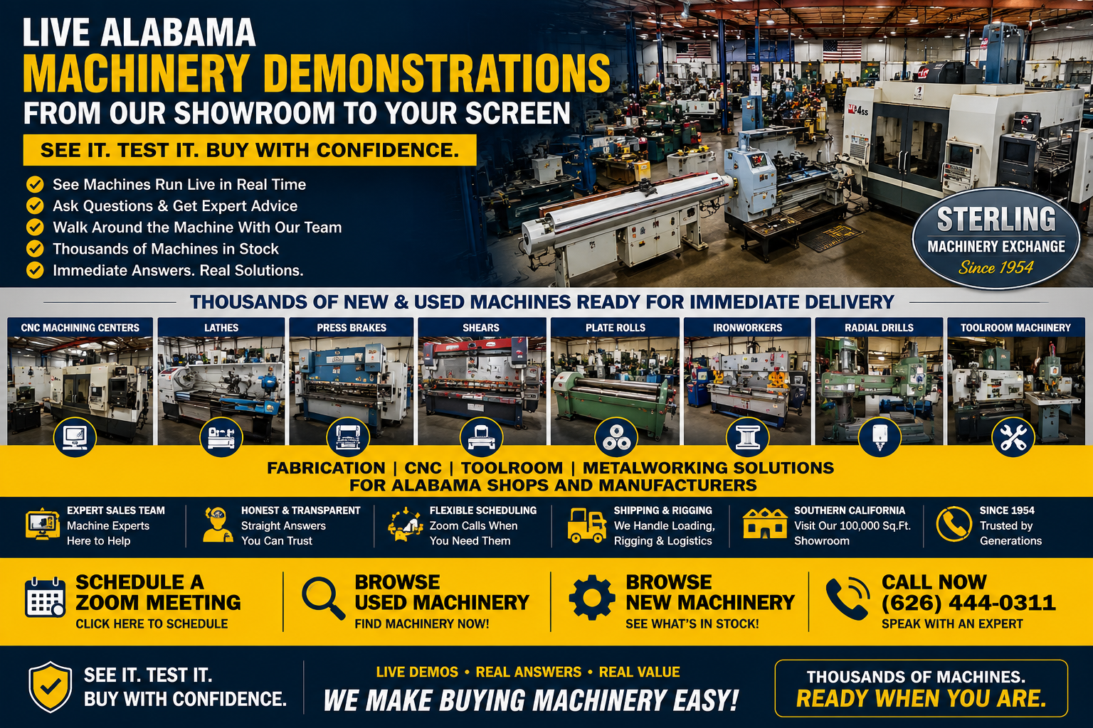 Alabama Zoom machinery demonstration meeting with Sterling Machinery Exchange
