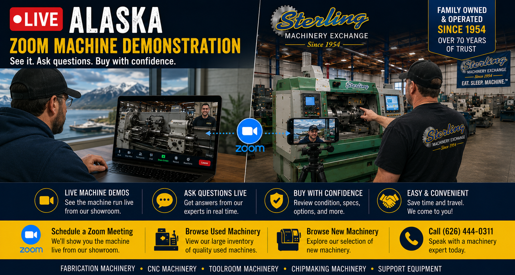 Alaska Zoom machinery demonstration meeting with Sterling Machinery Exchange