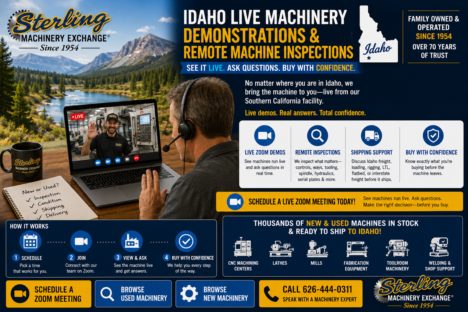 Idaho Zoom machinery demonstration meeting with Sterling Machinery Exchange