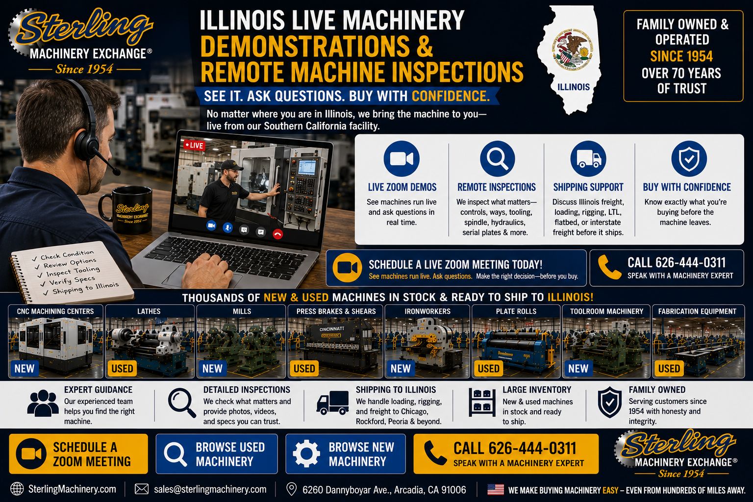 Illinois Zoom machinery demonstration meeting with Sterling Machinery Exchange