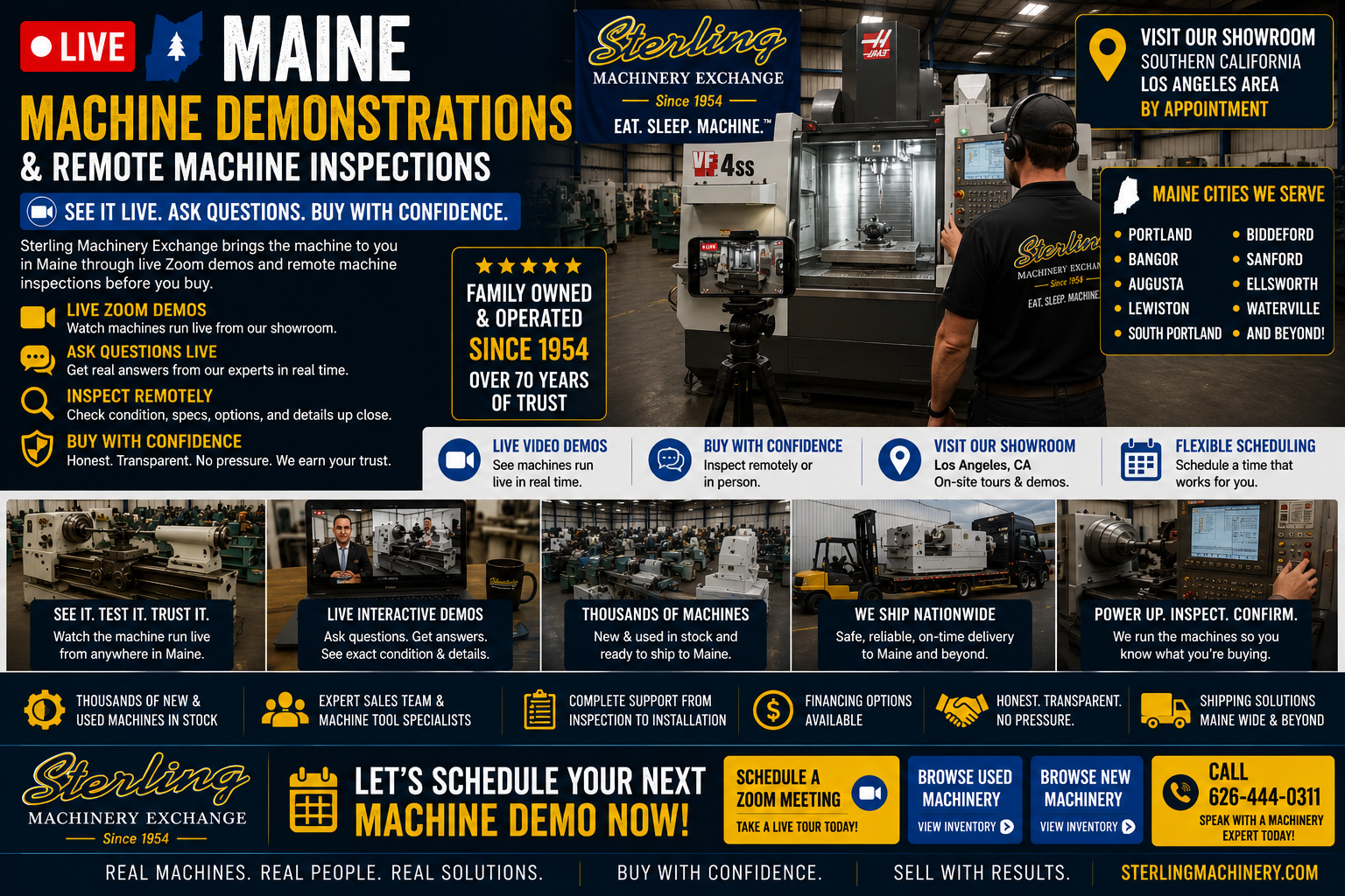 Maine Zoom machinery demonstration meeting with Sterling Machinery Exchange