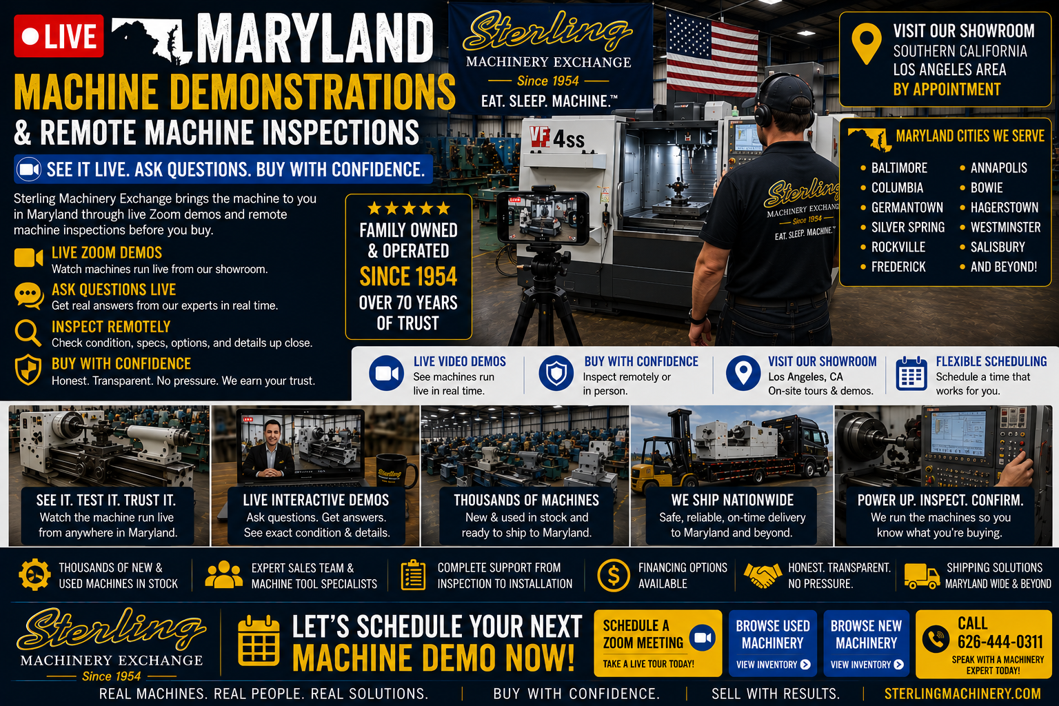 Maryland Zoom machinery demonstration meeting with Sterling Machinery Exchange