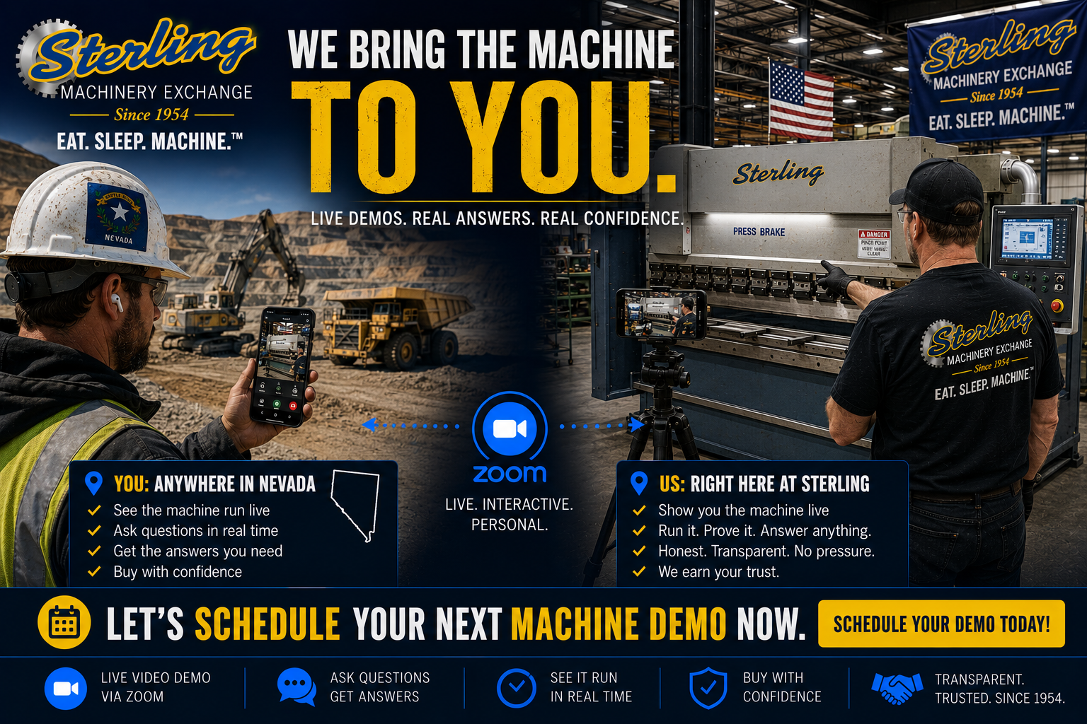 Nevada Zoom machinery demonstration meeting with Sterling Machinery Exchange