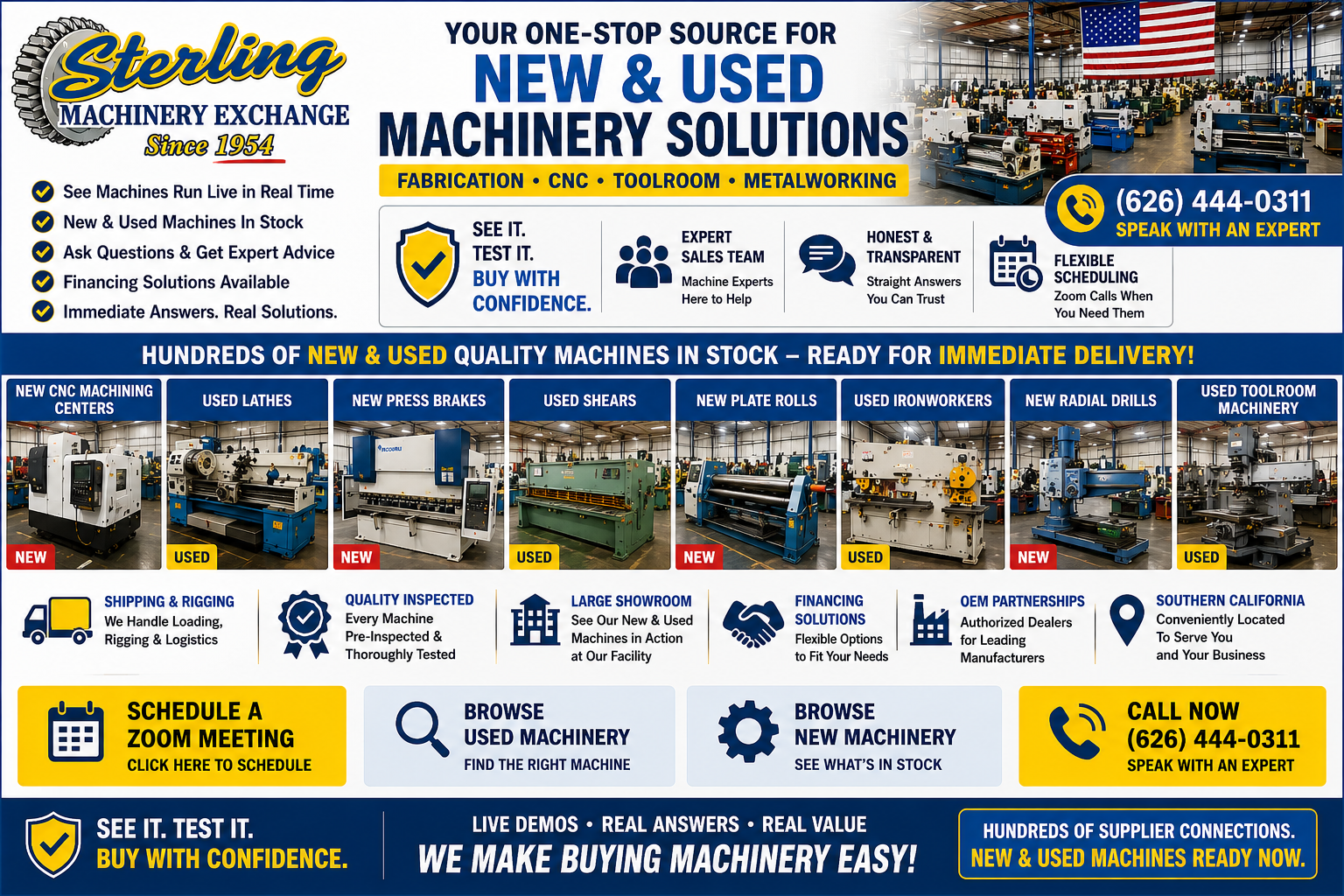 Schedule live Alabama machinery walkthrough with Sterling Machinery Exchange
