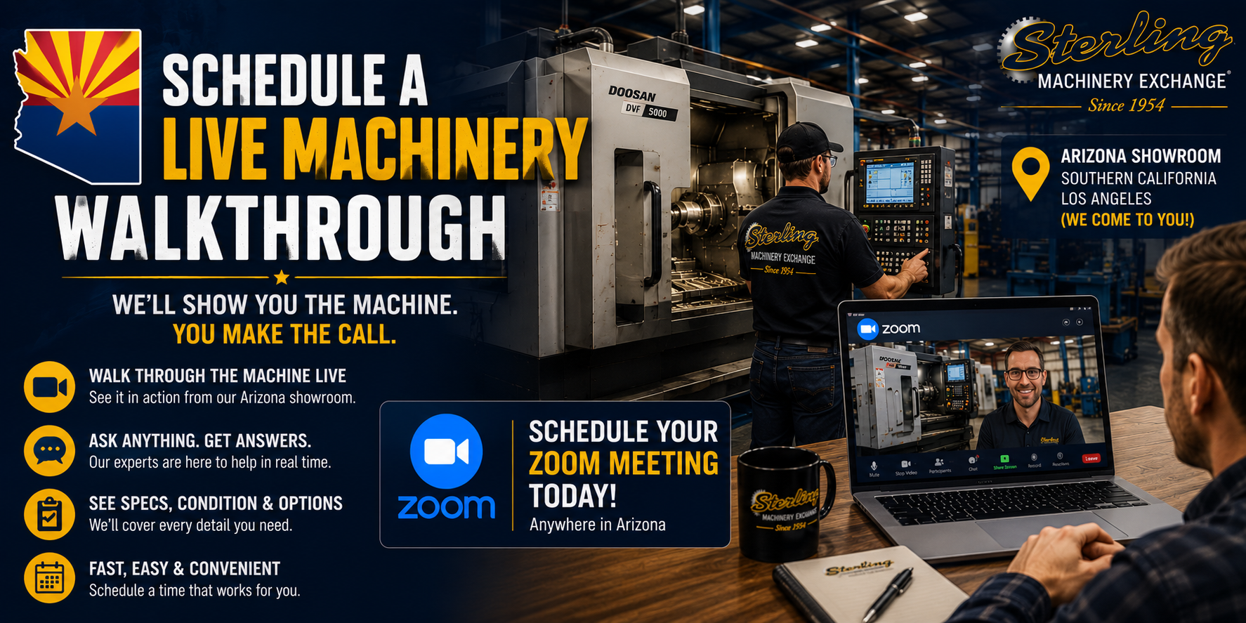 Schedule a live Arizona machinery walkthrough with Sterling Machinery