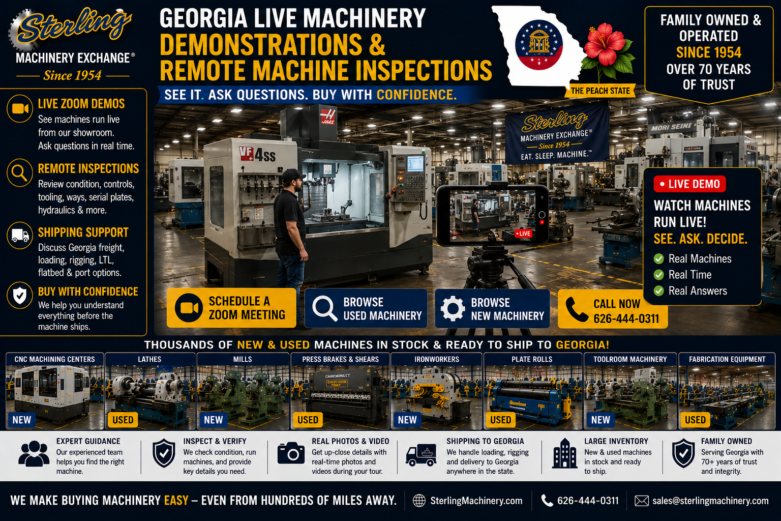 Schedule live Hawaii machinery walkthrough with Sterling Machinery Exchange
