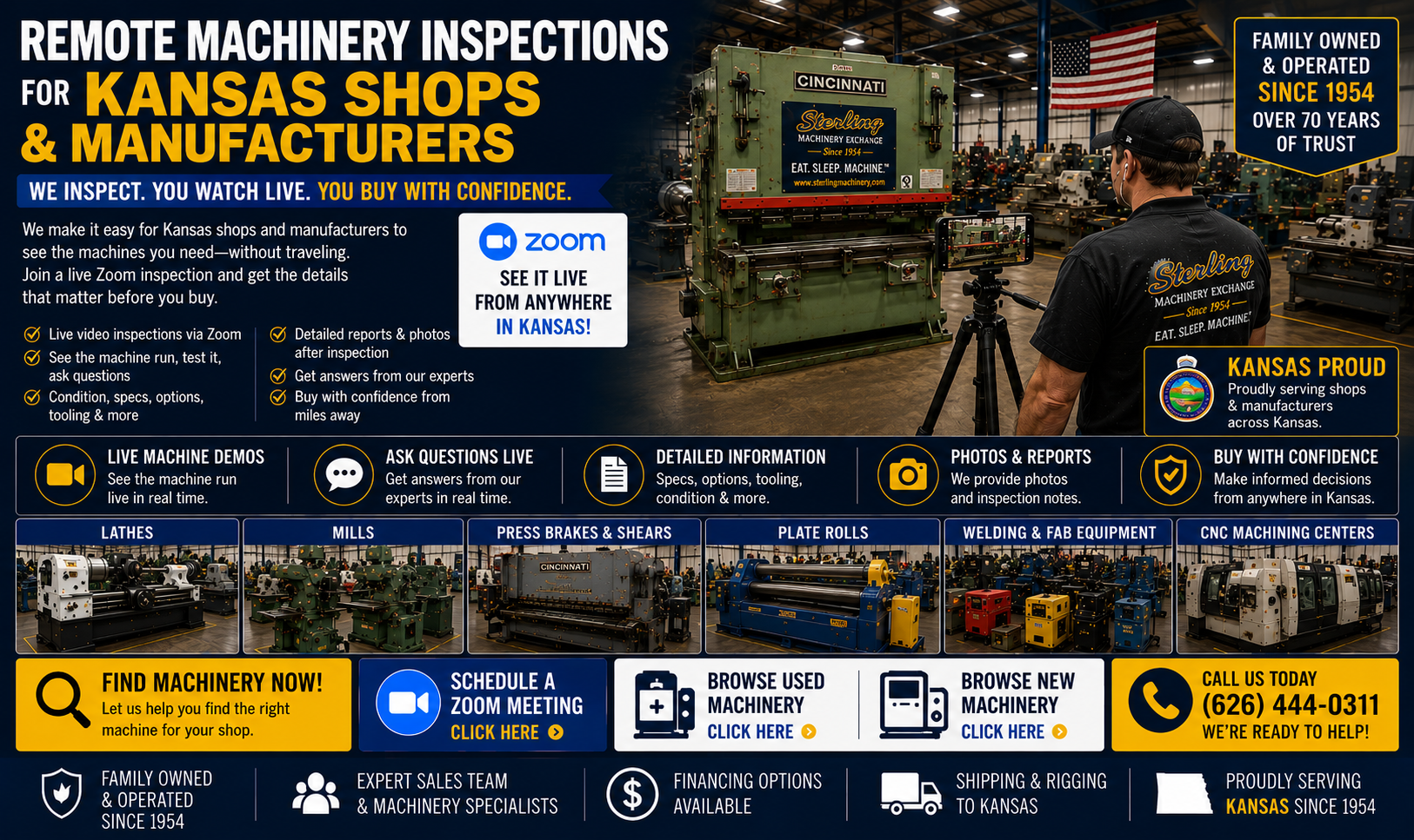 Schedule live Kansas machinery walkthrough with Sterling Machinery Exchange