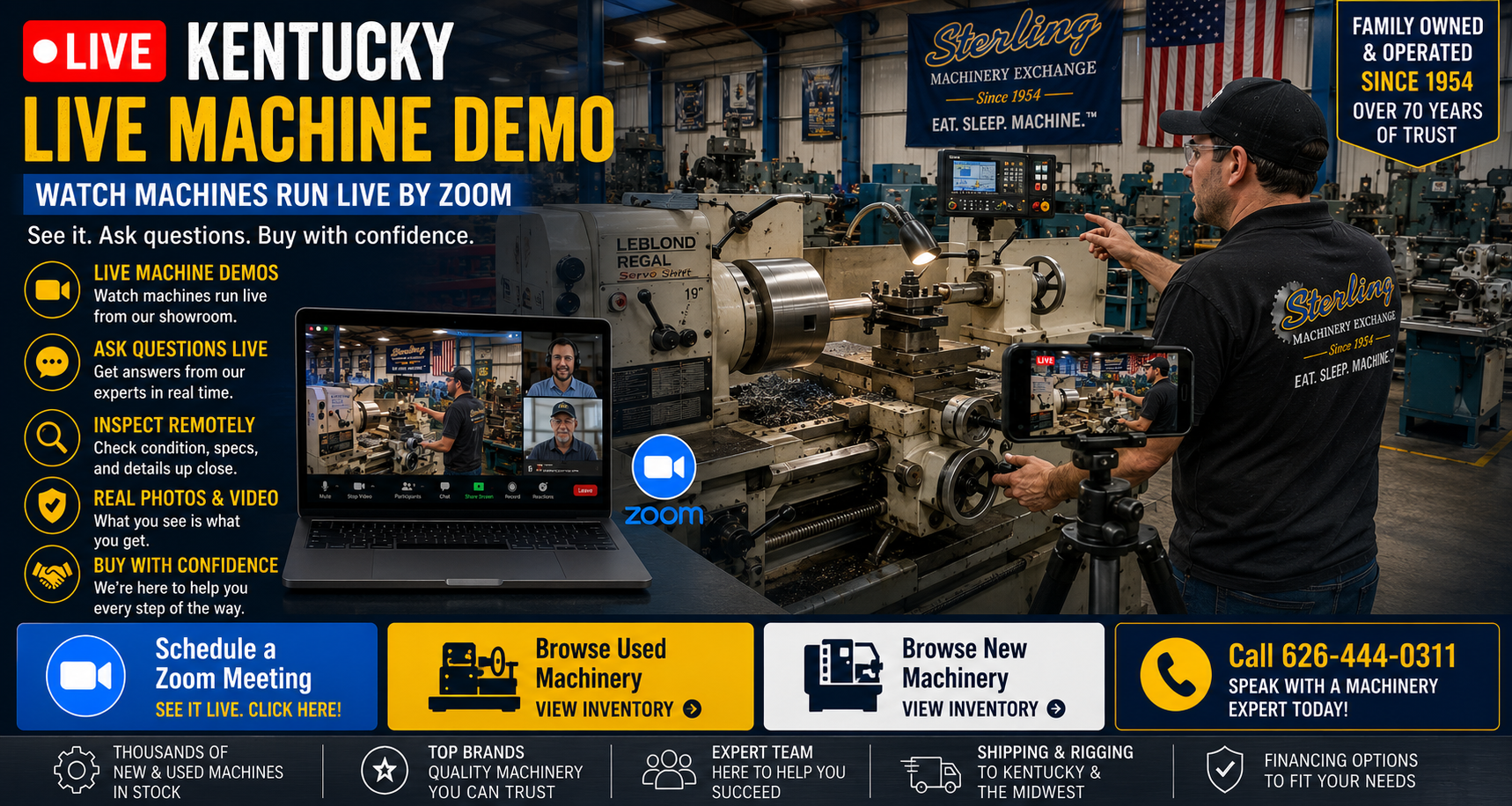 Schedule live Kentucky machinery walkthrough with Sterling Machinery Exchange