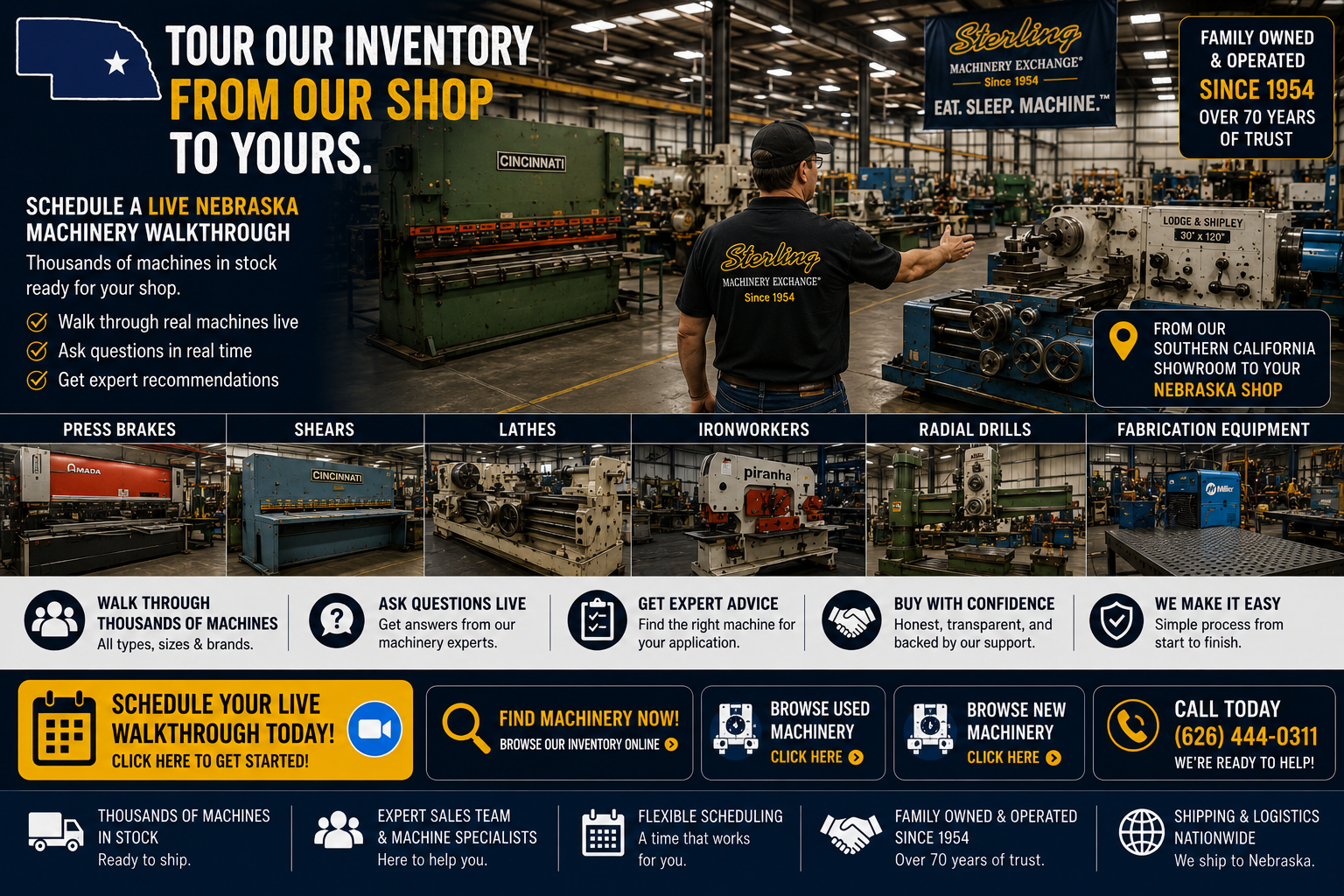 Schedule live Nebraska machinery walkthrough with Sterling Machinery Exchange