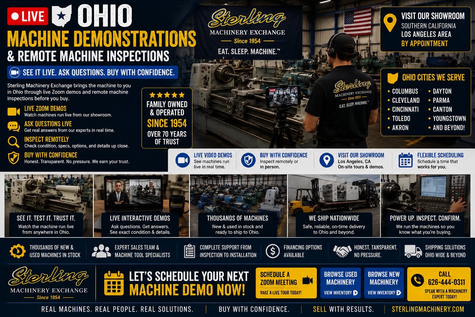 Schedule live Ohio machinery walkthrough with Sterling Machinery Exchange