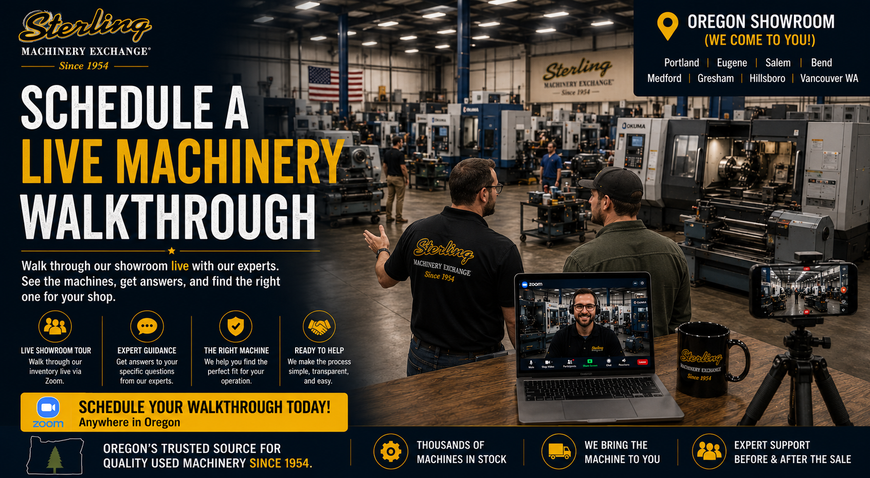 Schedule live Oregon state machinery walkthrough with Sterling Machinery