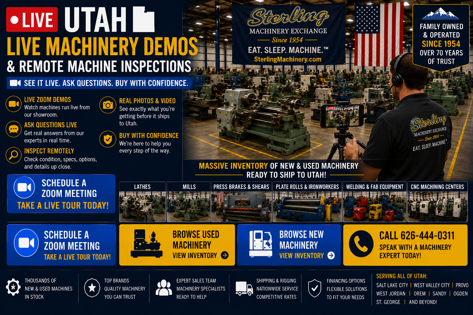Schedule live Utah machinery walkthrough with Sterling Machinery Exchange