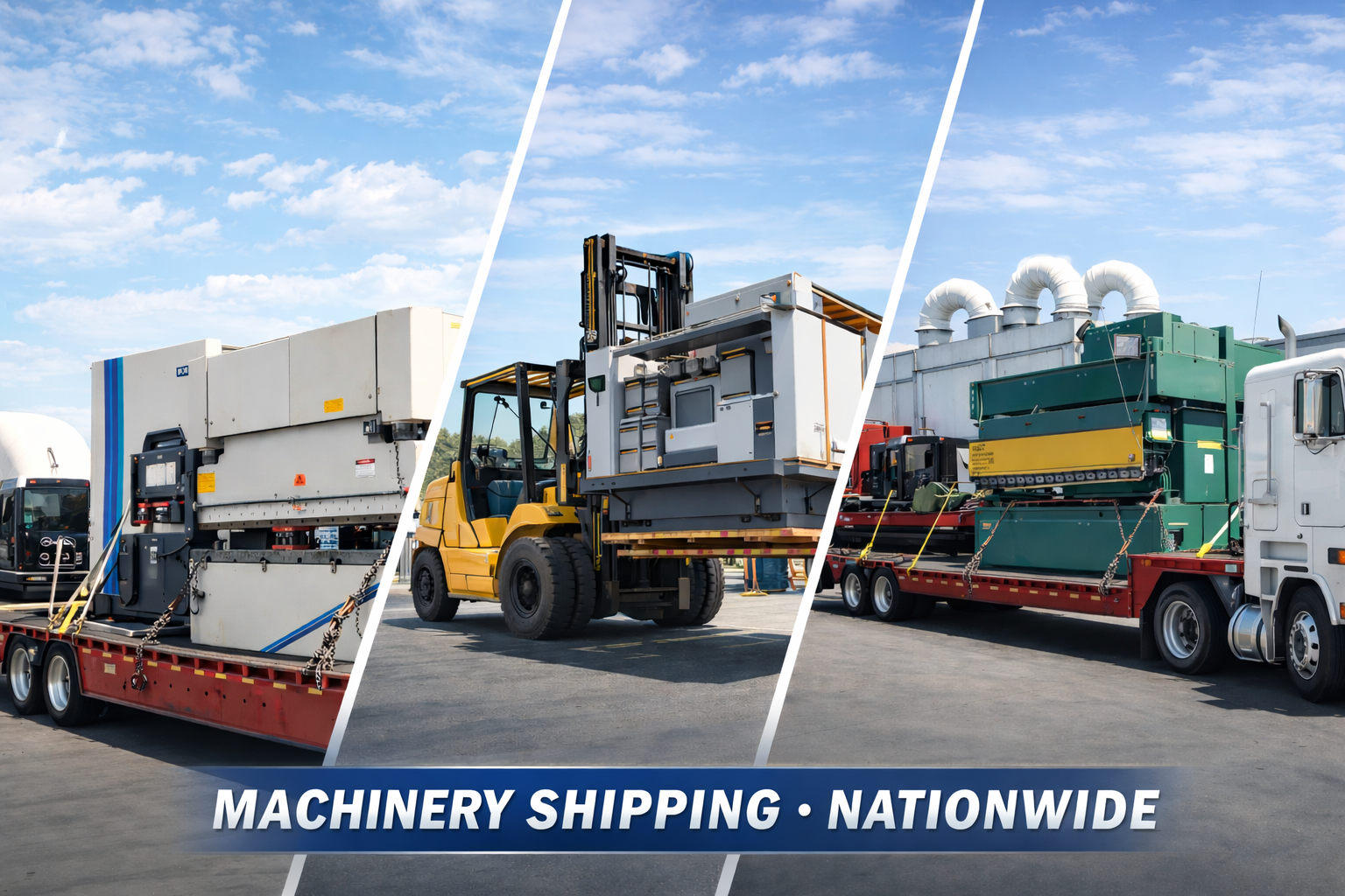 Machinery shipping nationwide flatbed LTL lowboy industrial freight quotes by Sterling Machinery Exchange