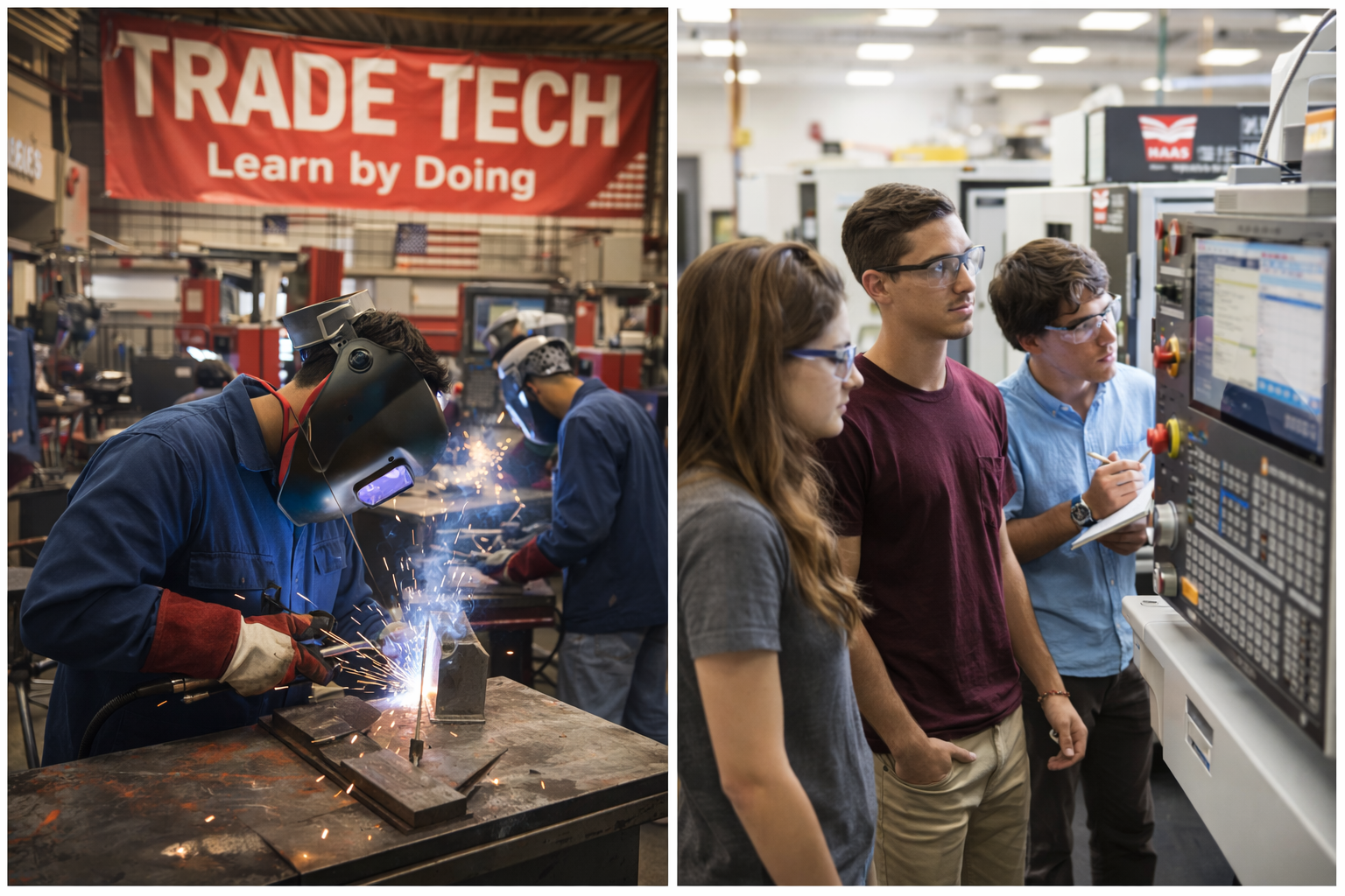
Technical education machining and fabrication training lab with modern industrial equipment